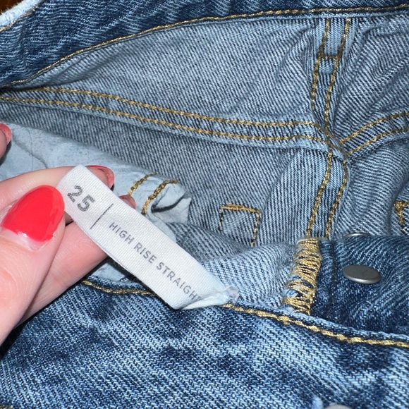 PacSun Ripped Blue High Rise Straight Jeans - Picture 6 of 8